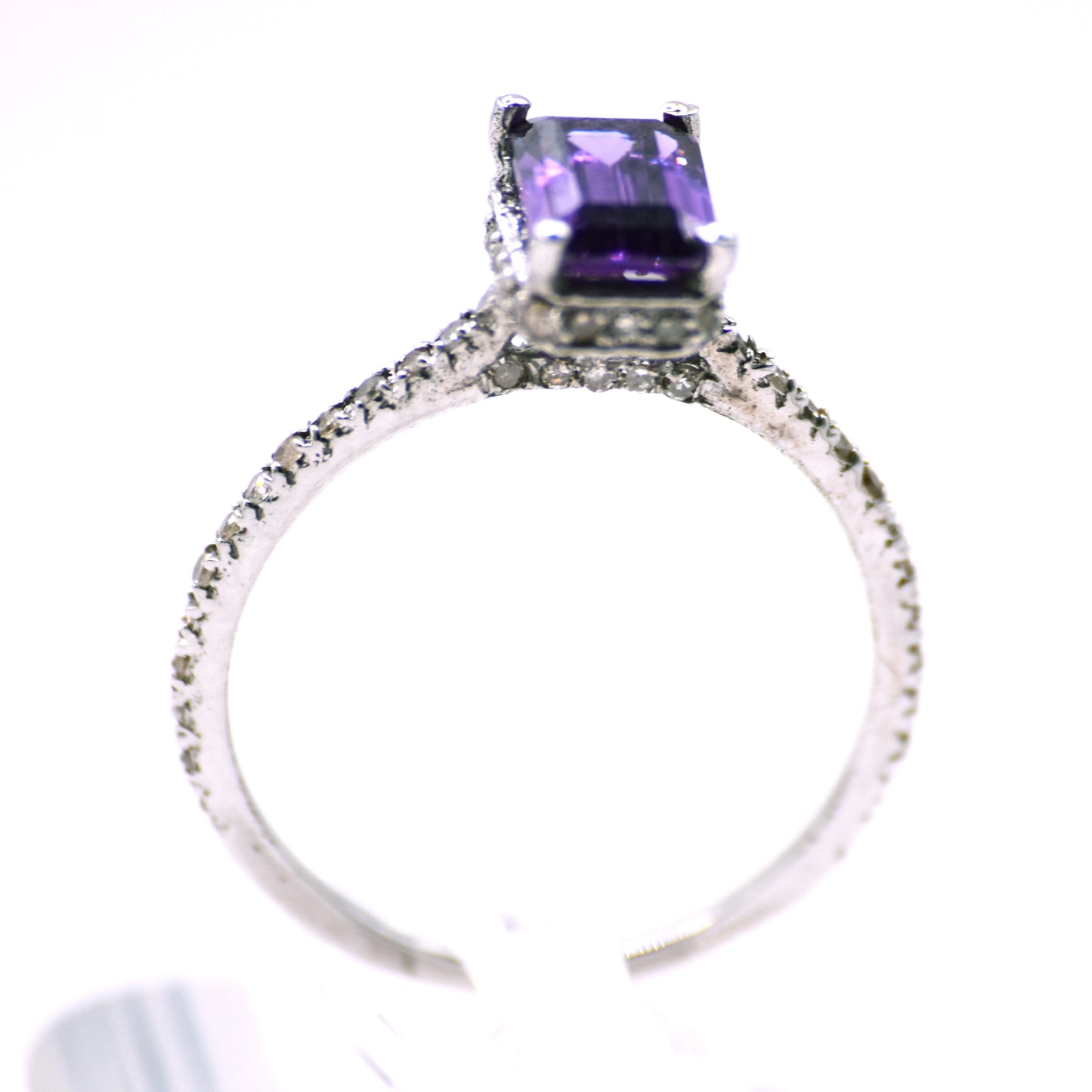 0.90 cts Natural Diamond - Baguette Amethyst 2cts. - Platinium