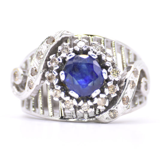 0.66 cts Natural Diamond - 1.30 cts Sapphire