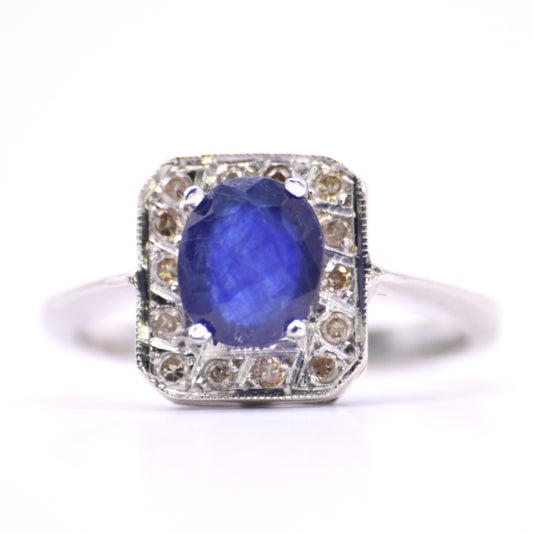 0.42 cts Natural Diamond - 2 cts Sapphire