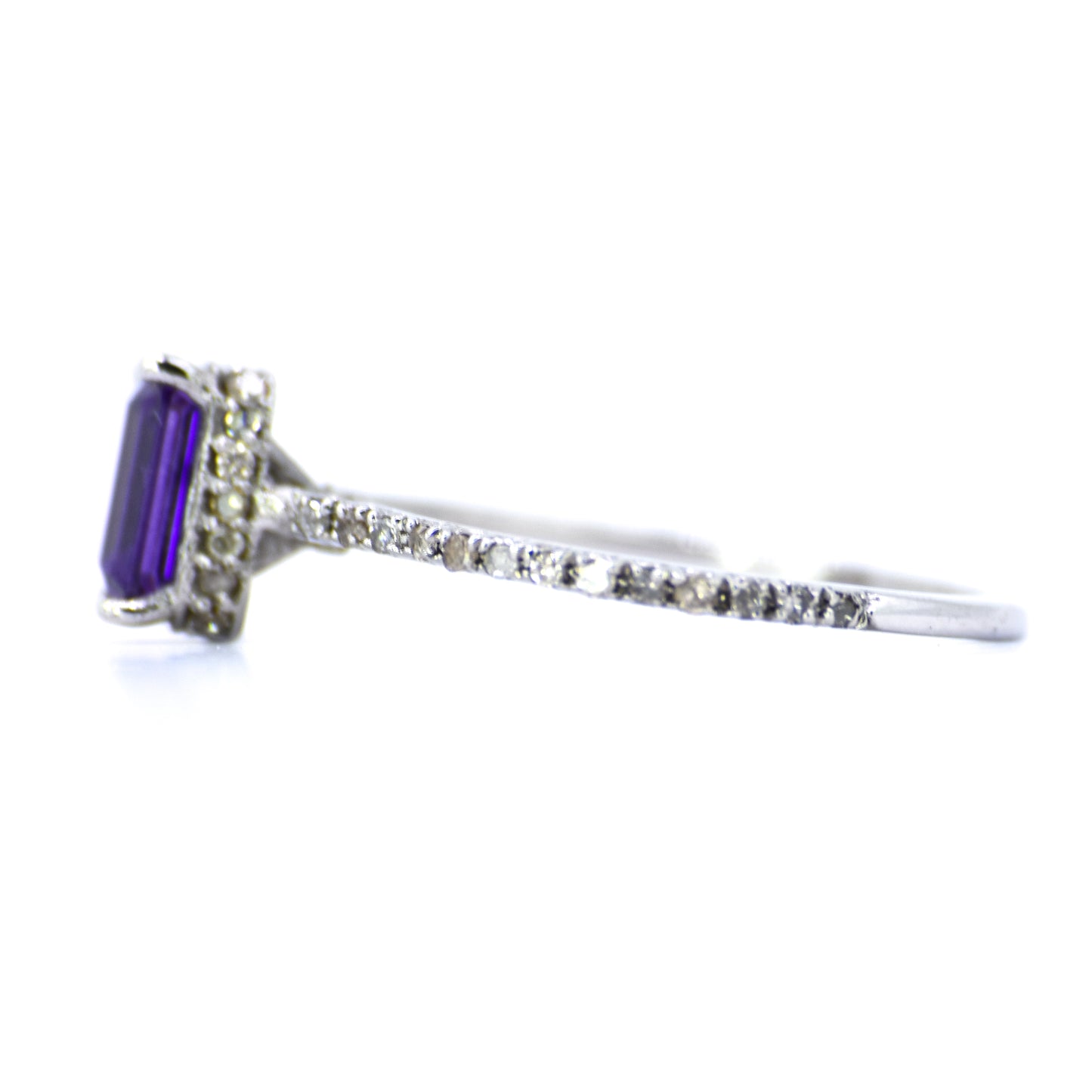 0.90 cts Natural Diamond - Baguette Amethyst 2cts. - Platinium