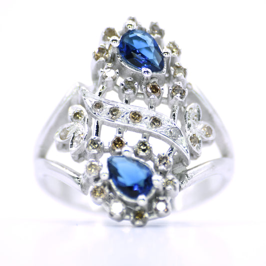 0.77 cts Natural Diamond - Blue Quartz 2cts. - Platinium 5.33gr